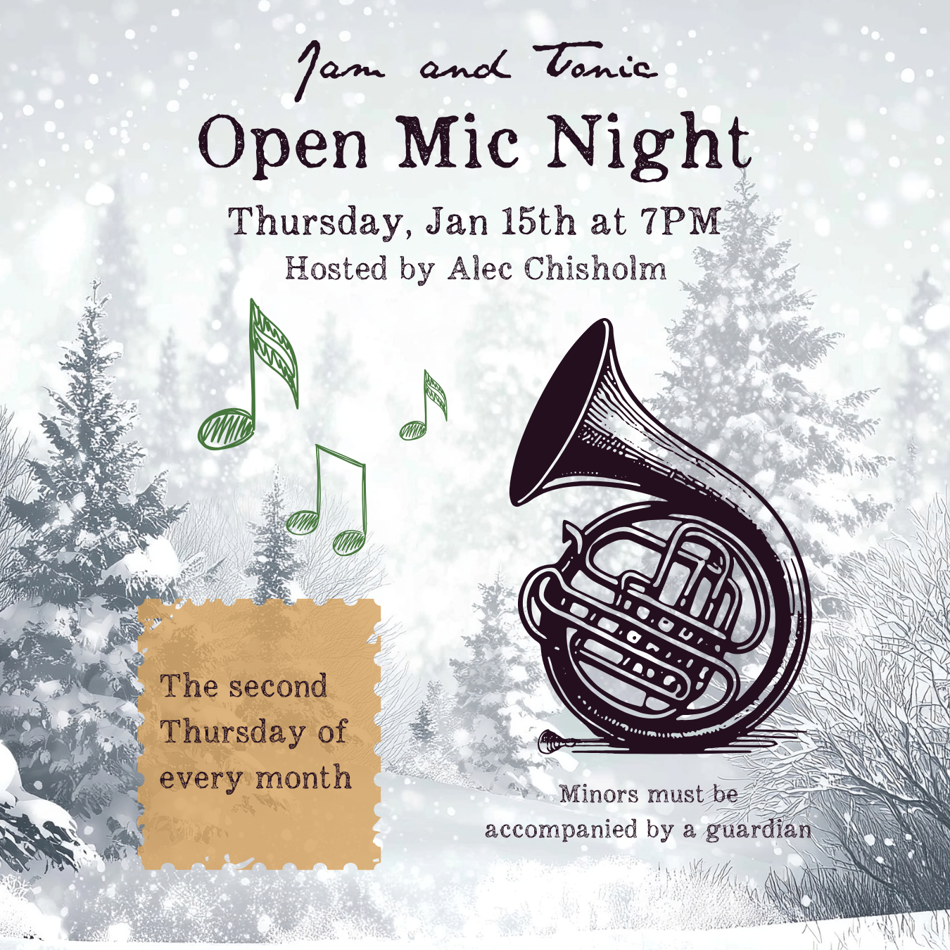 Open Mic Jan 15, Hosted by Alec Chisholm